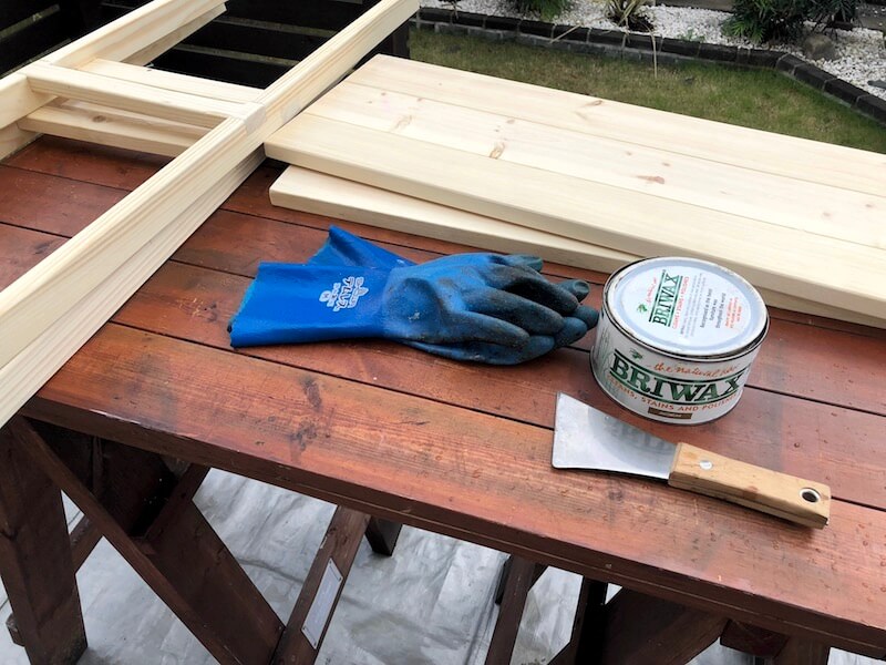 キャンプシェルフDIY　塗装