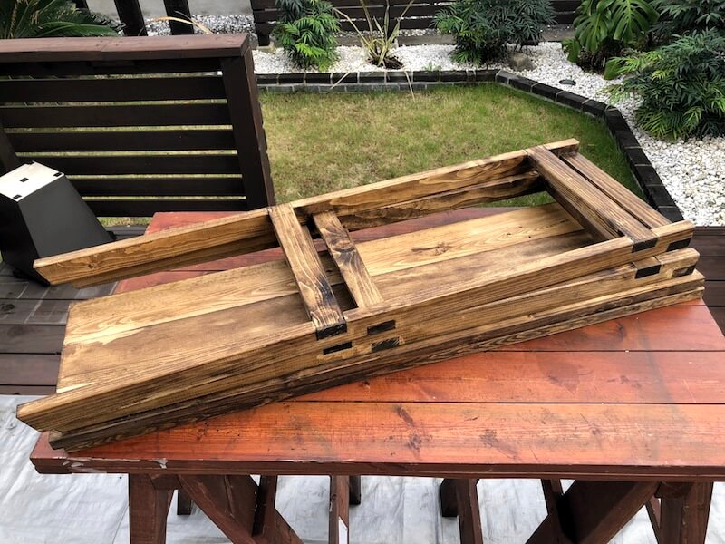 キャンプシェルフDIY　塗装2