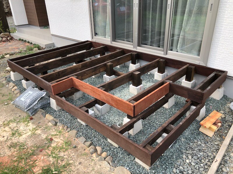 ウッドデッキ 根太制作19