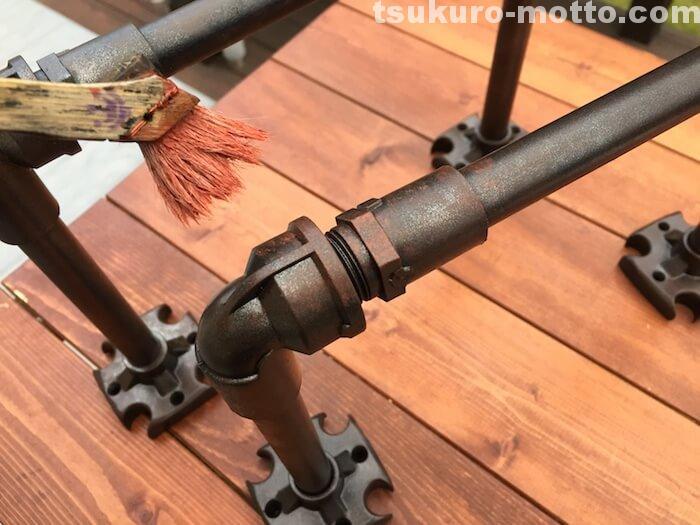 シェビーDIY　塩ビパイプ　サビ処理4