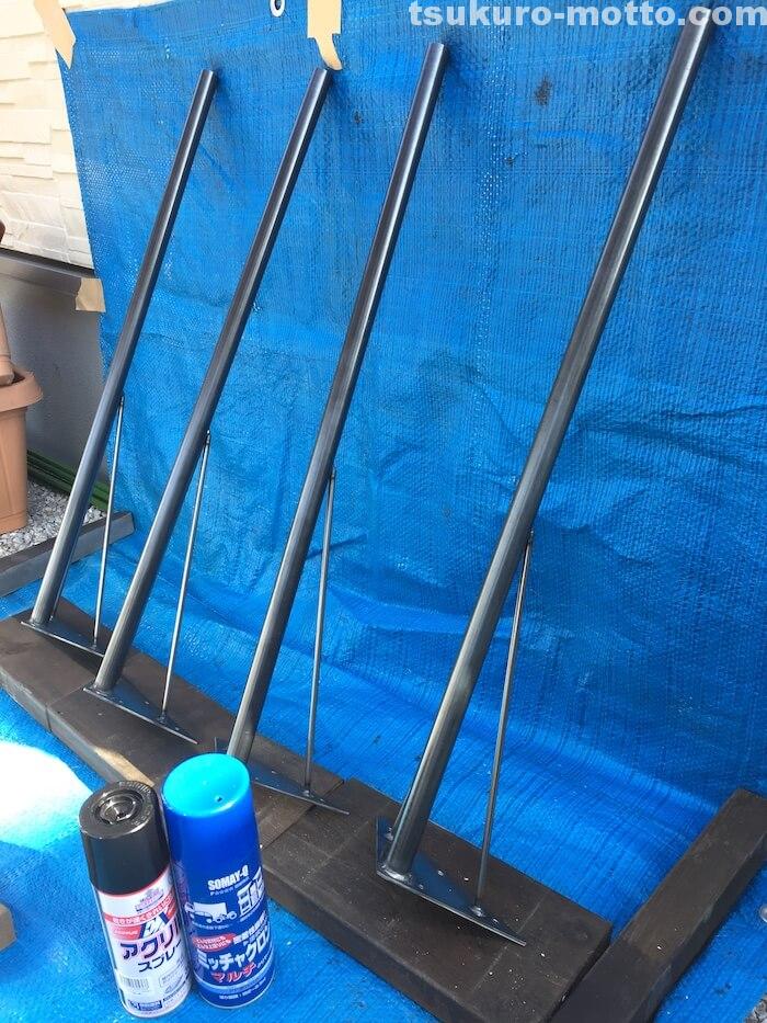 ダイニングテーブルDIY　鉄脚塗装2