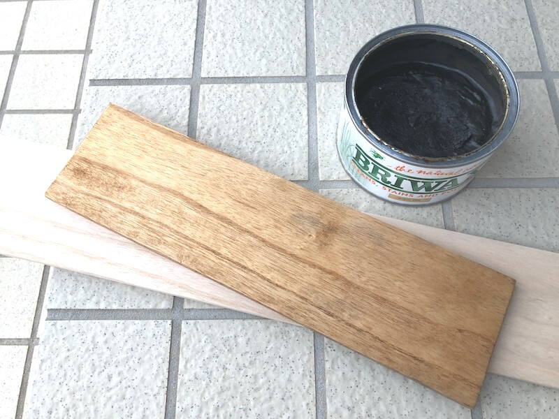 銅管ミニシェルフDIY 棚板塗装2
