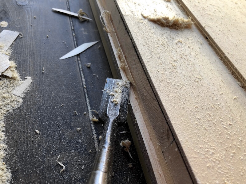 ヘリンボーン扉DIY 枠補強3