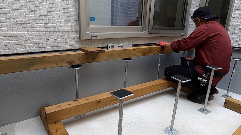 アイアンウッドデッキ製作 レベル出し1