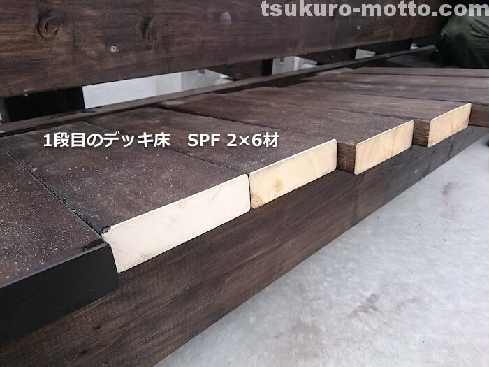 ウッドデッキDIY 1段目デッキ床の切り出し2